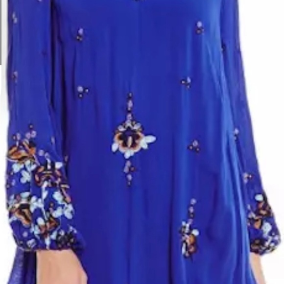Free People Embroidered Blue Shift Dress - Picture 2 of 4